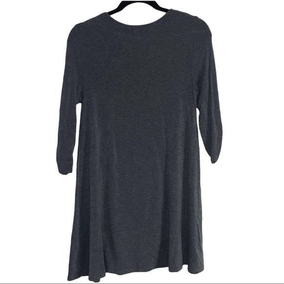 Garnet Hill Gray Stretchy Knit 3/4 Ruched Sleeve Dress Size Small - Picture 2 of 5